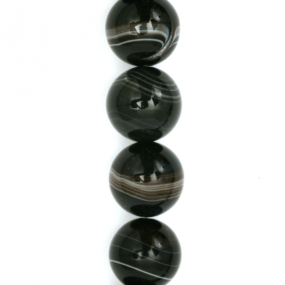 String Natural Stone Beads / Brown STRIPED AGATE, Class: A, Ball: 20 mm ~ 20 pieces
