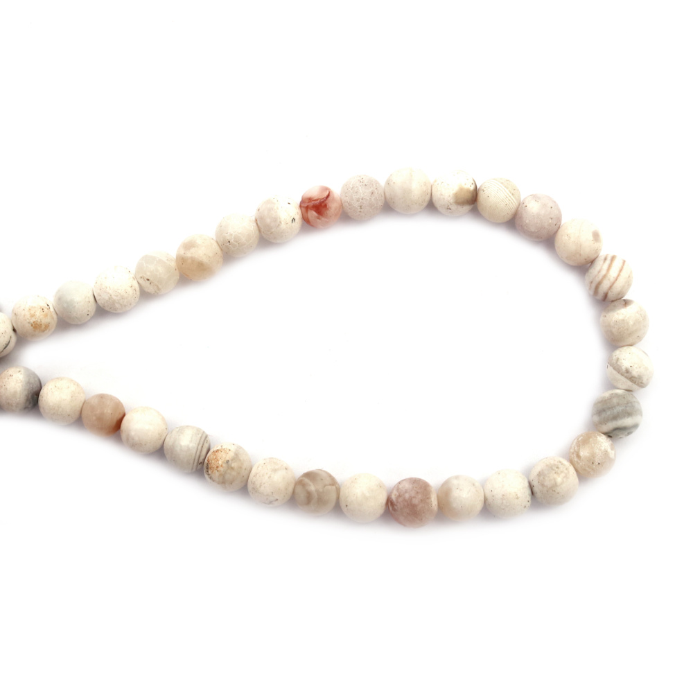 AGATE Gemstone Beads Strand, semi-precious stone, white assorted, ball semi-matte 10 mm ~38 pieces