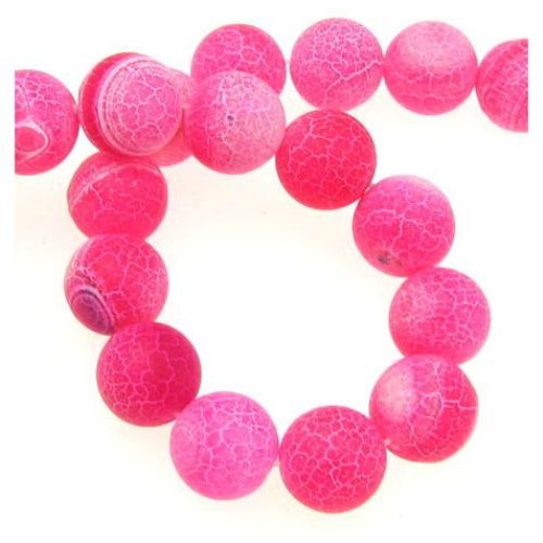 String of semi-precious stone PINK AGATE, matte, 12 mm, round beads - approximately 33 pieces