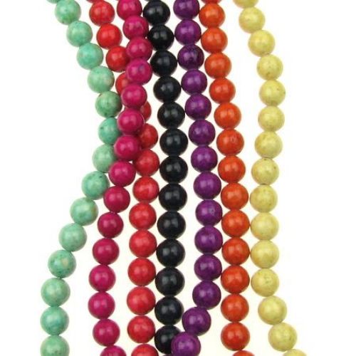 Gemstone Beads Strand, Fossil, Round, Mixed Color, 10mm, 38 pcs