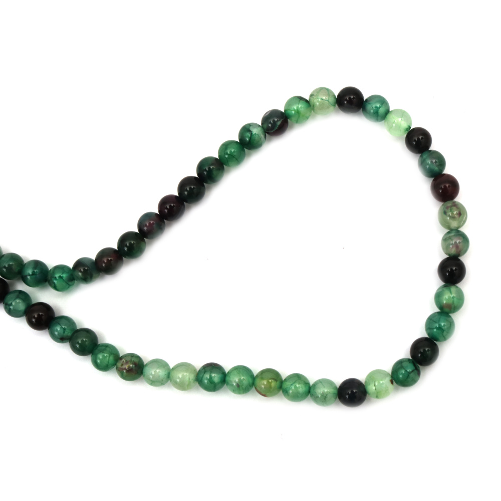 String beads gemstone AHAT white green red ball 8 mm ~48 pieces