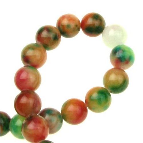 String Multi-colored Stone Beads for DIY Jewelry / AGATE, Ball: 10 mm ± 39 pieces