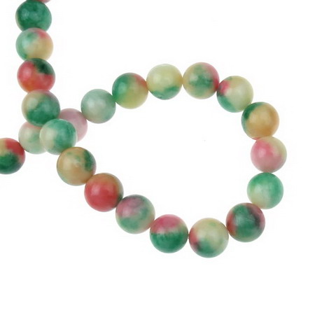 Colored Natural Stone Beads String / AGATE, Ball: 10 mm ~ 39 pieces