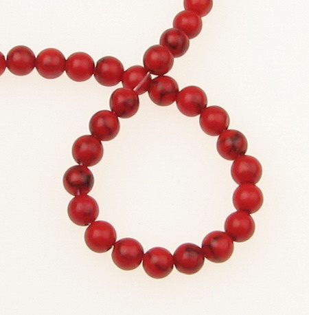 Gemstone Beads Strand, Synthetic Turquoise, Round, Red, 5mm, ~86 pcs