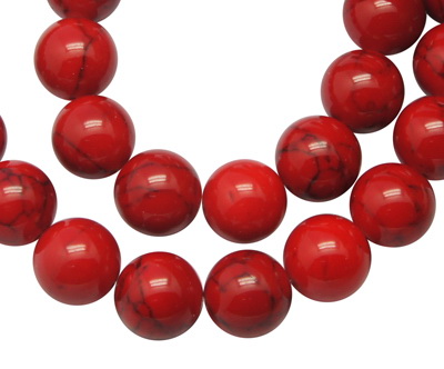Gemstone Beads Strand, Synthetic Turquoise, Round, Red, 4mm ~98 pcs
