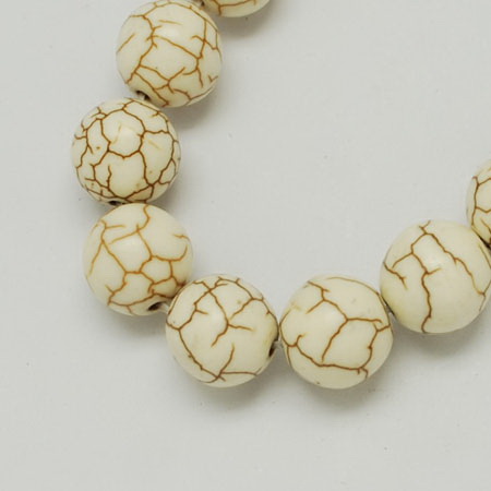 Gemstone Beads Strand, Synthetic Turquoise, Round, White, 4mm, ~100 pcs