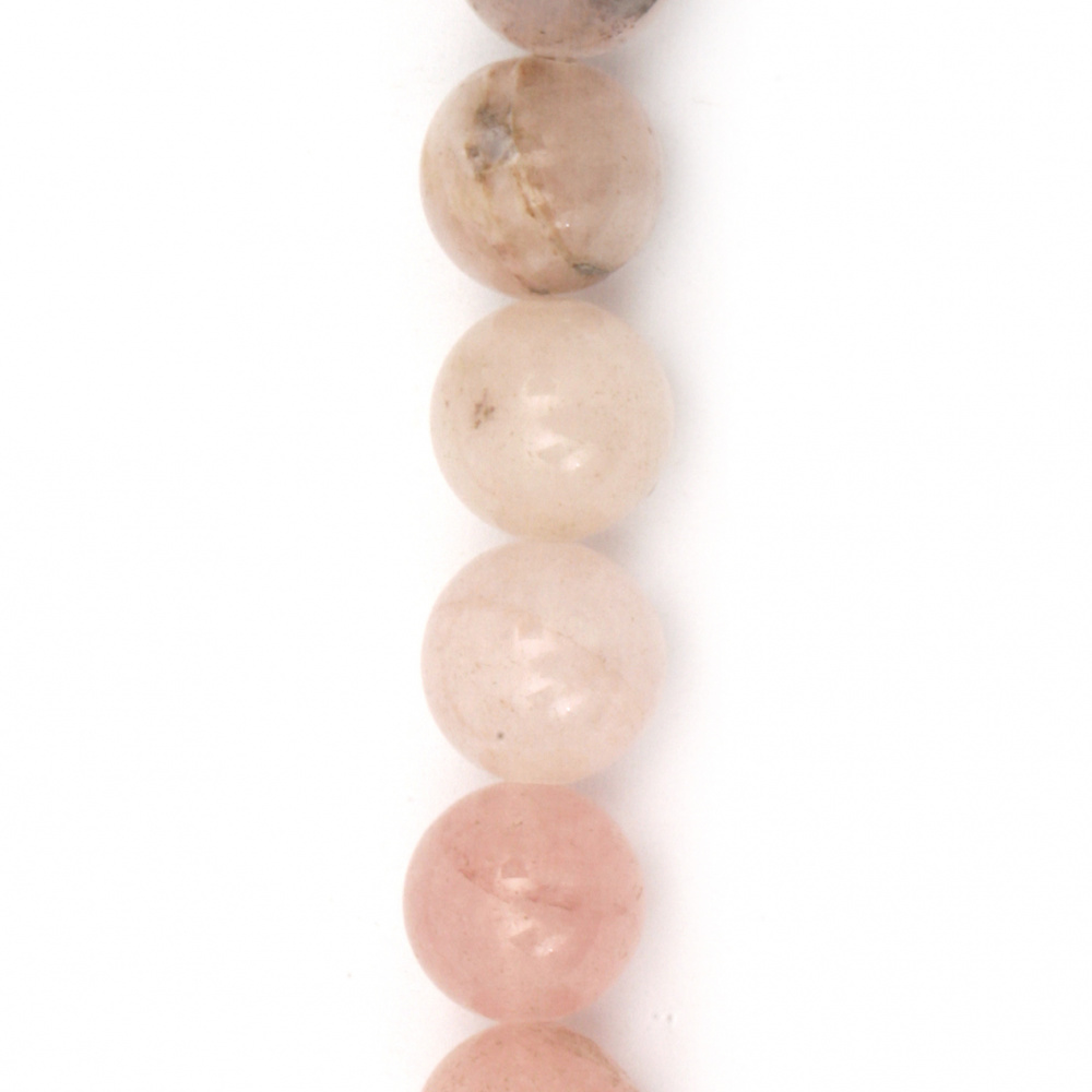 КВАРЦ ТУРМАЛИНОВ цветен розов топче 10 мм наниз мъниста полускъпоценен камък ~37 броя