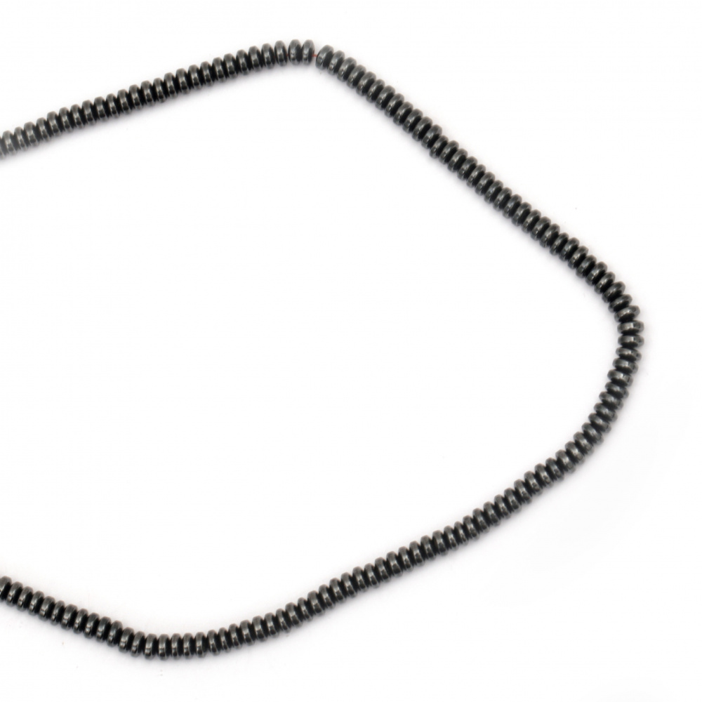 Gemstone Beads Strand, Non-Magnetic Synthetic Hematite, Flat Round, 4x2mm, ~190 pcs