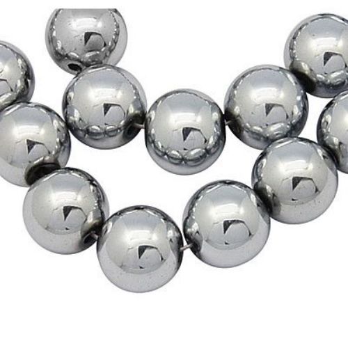Gemstone Beads Strand, Magnetic Synthetic Hematite, Grey, Round, 10mm, ~42 pcs