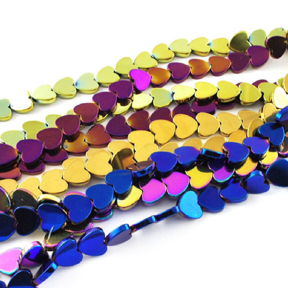 Gemstone Beads Strand, Non-Magnetic Synthetic Hematite, Heart, Grade A, 8x8x2mm, ~100 pcs