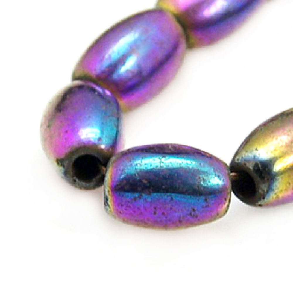 Gemstone Beads Strand, Non-Magnetic Synthetic Hematite, Oval, 6x4mm, ~66 pcs