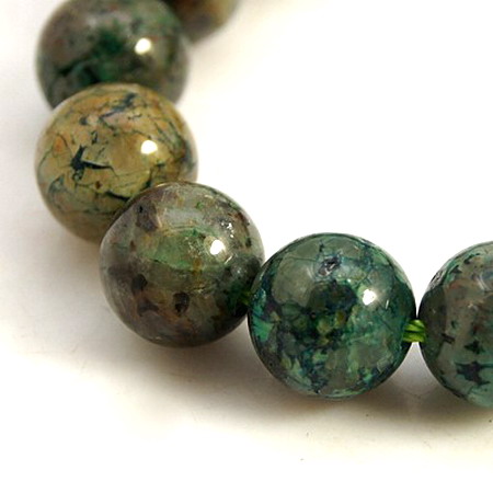 Gemstone Beads Strand, Chrysocolla, Round, Grade A, 12mm, ~32 pcs