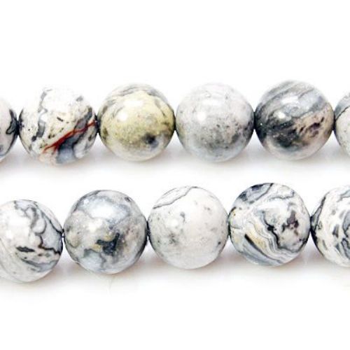 String beads semi-precious stone JASPER landscape ball 6mm ~62 pieces