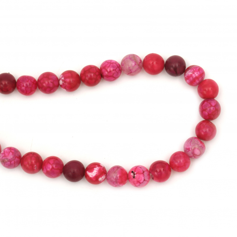 String Cracked Semi-precious Stone Beads for Jewelry Design / Pink AGATE, Ball: 8 mm ~ 48 pieces