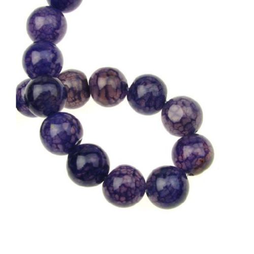 String beads natural stone Agate cracked purple ball 12 mm ~ 32 pieces