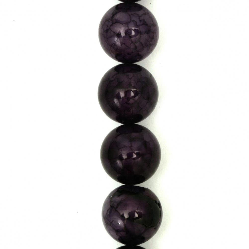 Cracked AGATE Balls / Natural Stone Beads String, Purple, Ball: 14 mm ~ 28 Pieces