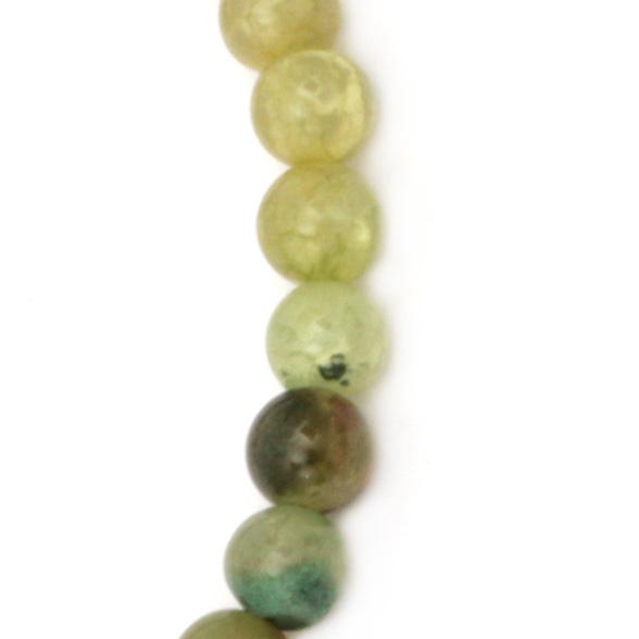 String beads cracked stone Agate  yellow-green ball 6 mm ~ 65 pieces