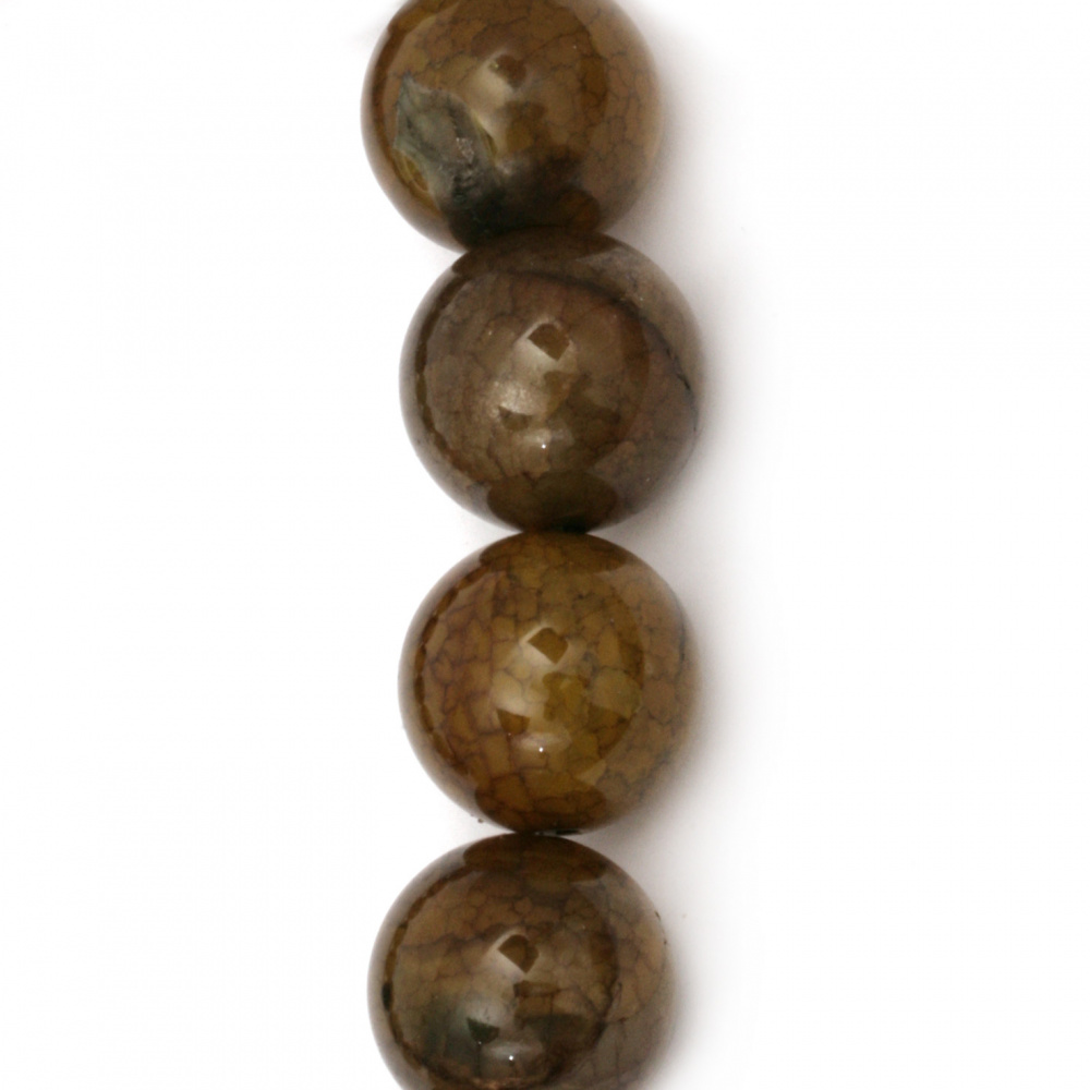 Наниз мъниста полускъпоценен камък АХАТ напукан жълто-зелен топче 20 мм ±20 броя
