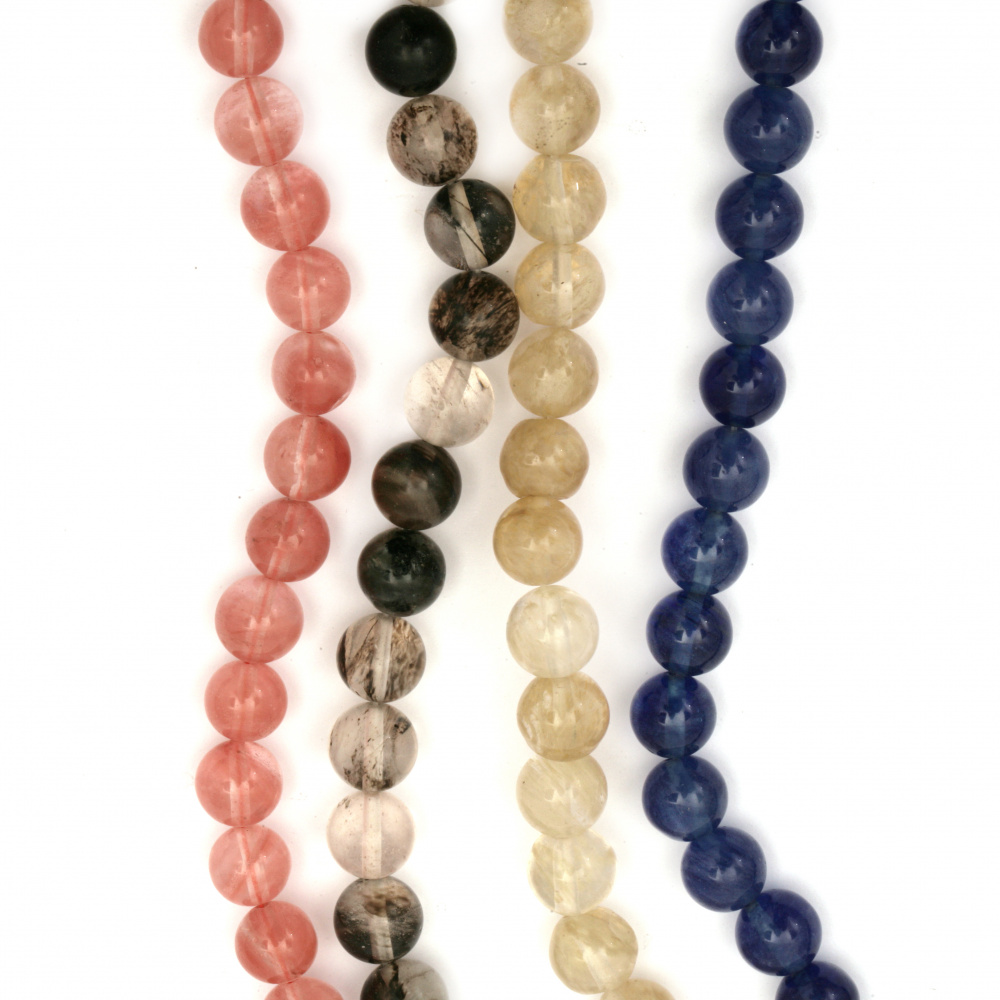 Margele Cuart ASSORTAT Perle din șnur de 10 mm piatră semiprețioasă ~ 38 bucăți