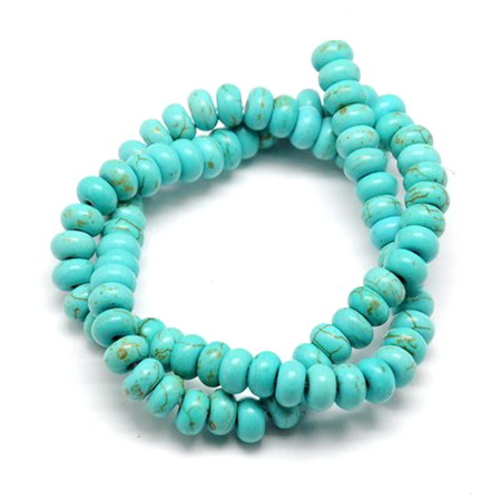Gemstone Beads Strand, Synthetic Turquoise, Abacus, 8x5mm, ~80 pcs