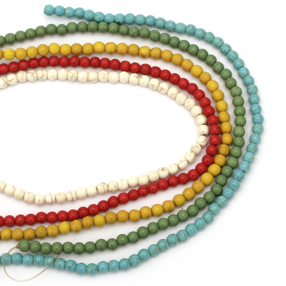 Synthetic Assorted TURQUOISE Stone Beads String, MIX, Ball: 6 mm ± 72 pieces