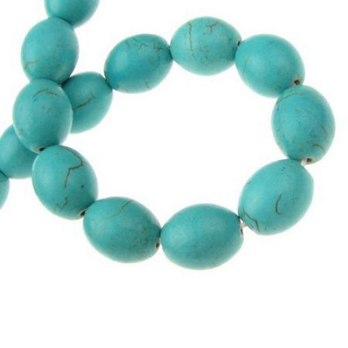 Gemstone Beads Strand, Synthetic Turquoise, Oval, 10x12mm ~33 pcs