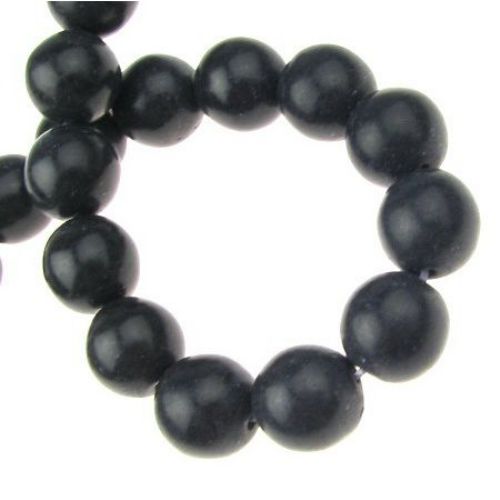 Gemstone Beads Strand, Synthetic Turquoise, Round, Black, 12mm, ~33 pcs
