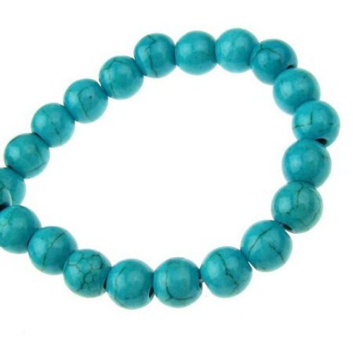 Gemstone Beads Strand, Turquoise, Round, 6mm, ~66 pcs