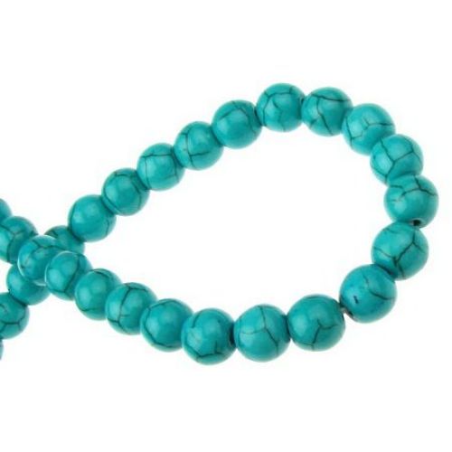 Gemstone Beads Strand, Turquoise, Round, 8mm, ~50 pcs