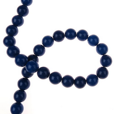 Наниз мъниста полускъпоценен камък ТЮРКОАЗ синтетичен син тъмно топче 10 мм ±38 броя