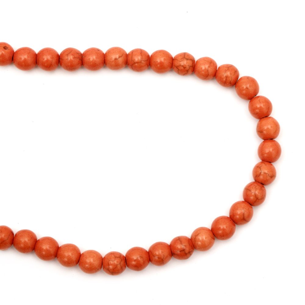 String Beads Semi-Precious Stone TURCOASE Synthetic Orange Dark Bead 8mm ~ 50 Pieces