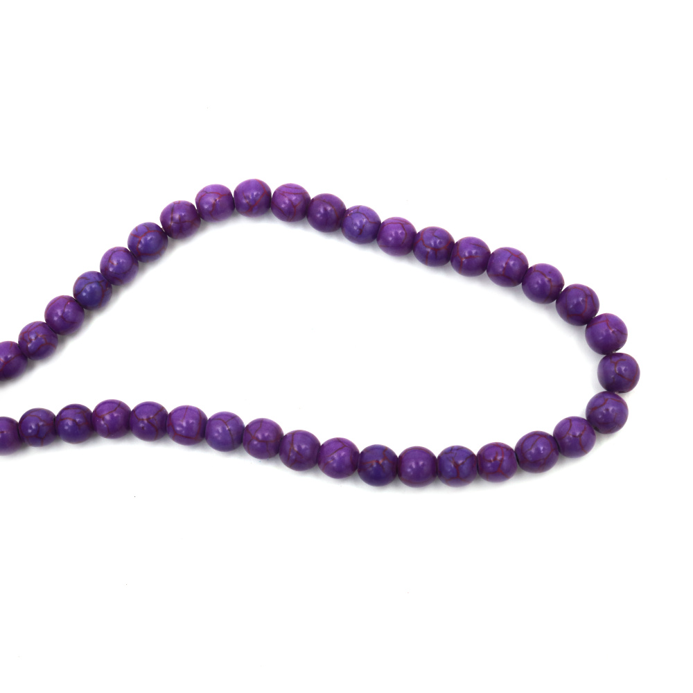 String of Semi-precious Stone Beads, Purple Synthetic TURQUOISE / Ball: 8 mm ~ 49 pieces