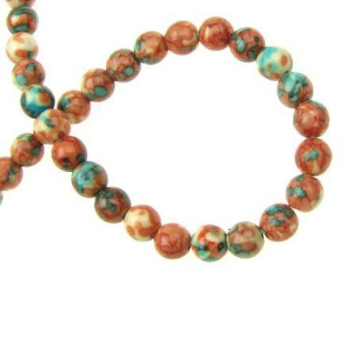 Gemstone Beads Strand, Synthetic Turquoise, Round, Colorful, 6mm, ~66 pcs