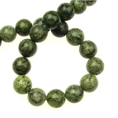 SERPENTINE Ball-shaped Natural Stone Beads, Ball: 10 mm ~ 38 pieces