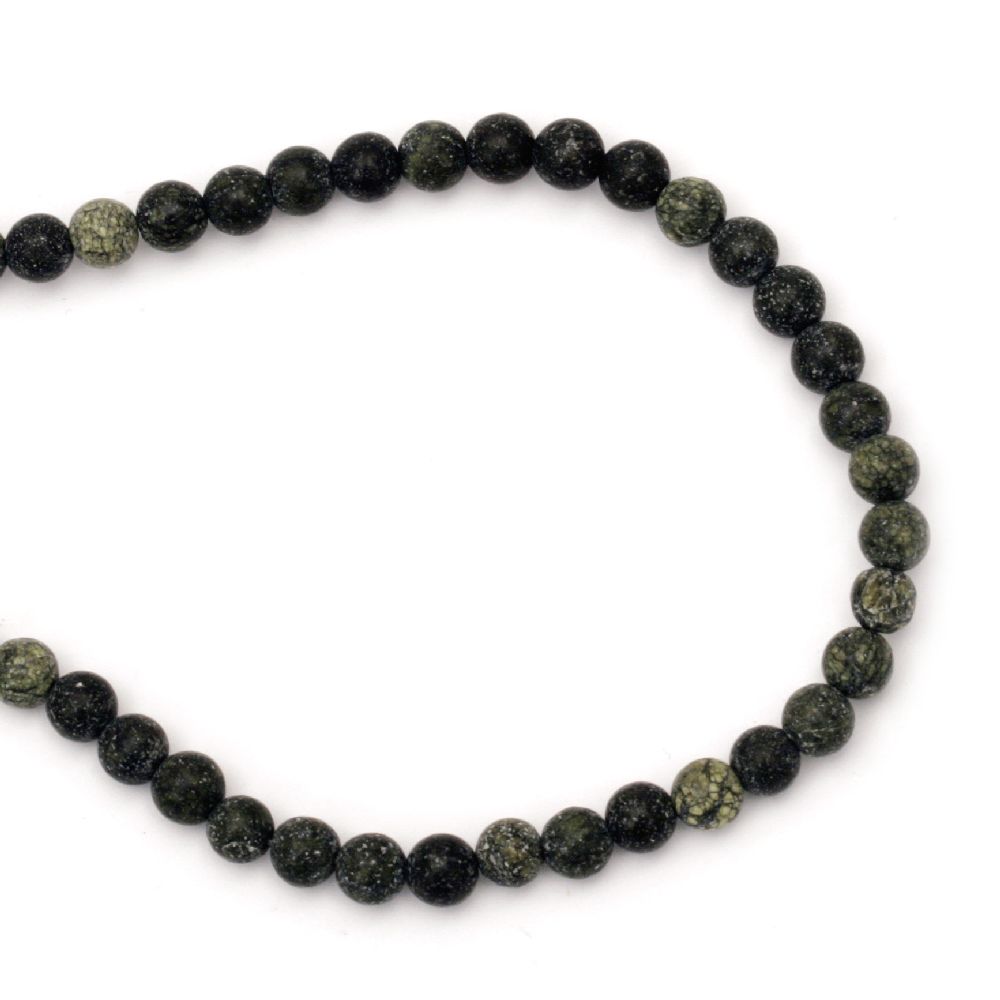 String Semi-precious Matte Stone Beads / SERPENTINE, Ball: 6 mm ~ 60 pieces