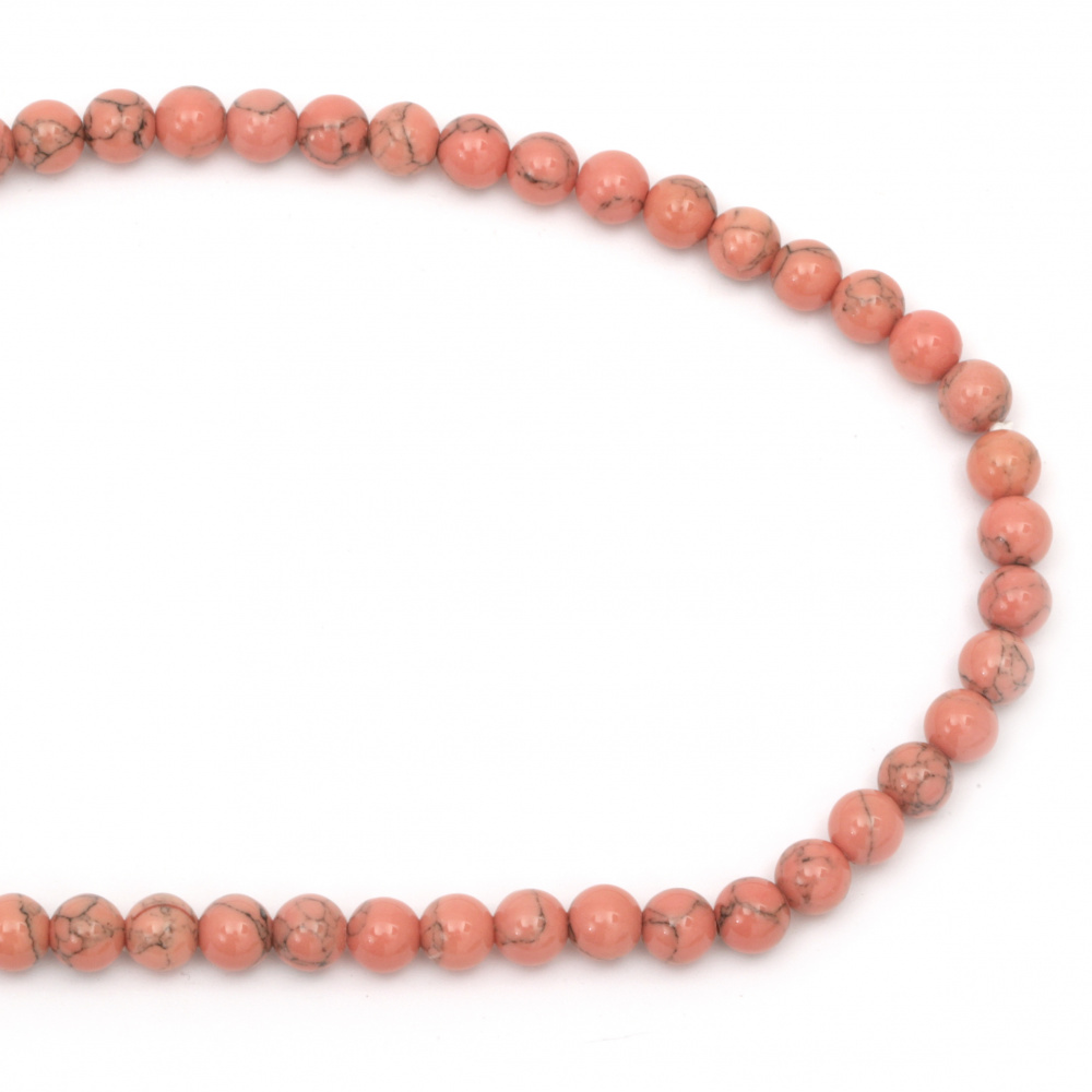 String beads gemstone HOWLITE color coral ball 8 mm ~ 53 pieces