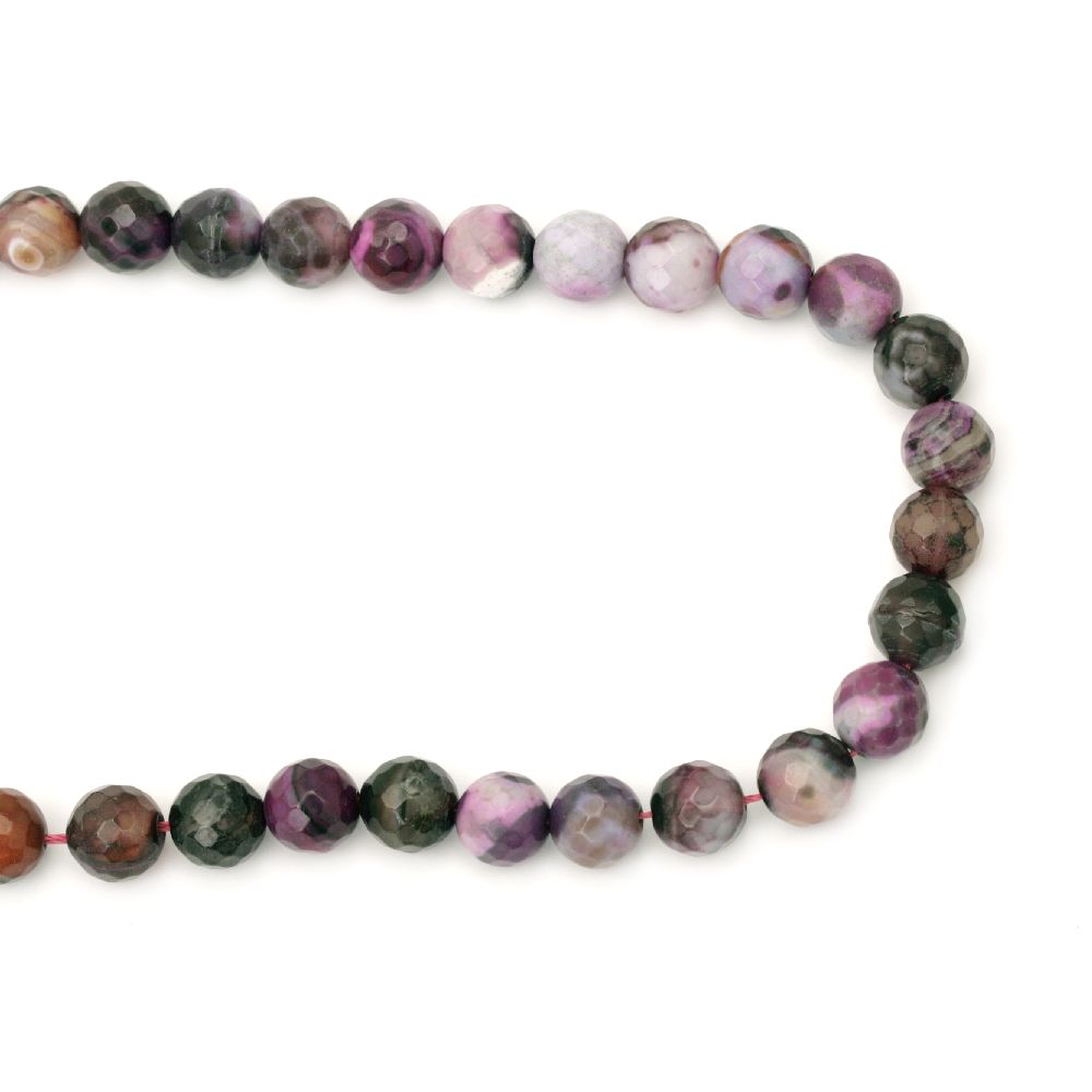 Наниз мъниста полускъпоценен камък АХАТ циклама микс топче фасетирано 12 мм ~31 броя