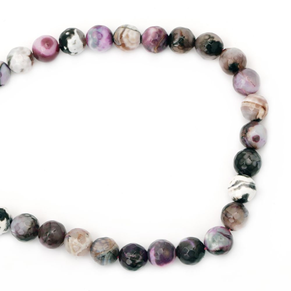 Наниз мъниста полускъпоценен камък АХАТ циклама микс топче фасетирано 14 мм ~ броя