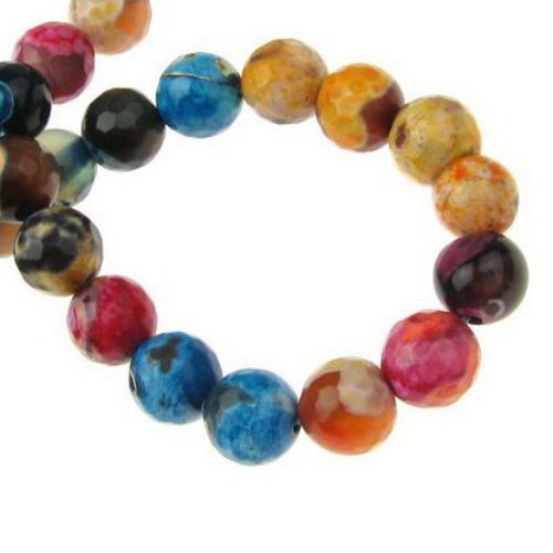 ASSORTED Natural Faceted Stone Beads / Colored AGATE, Ball: 8 mm ± 46 pieces