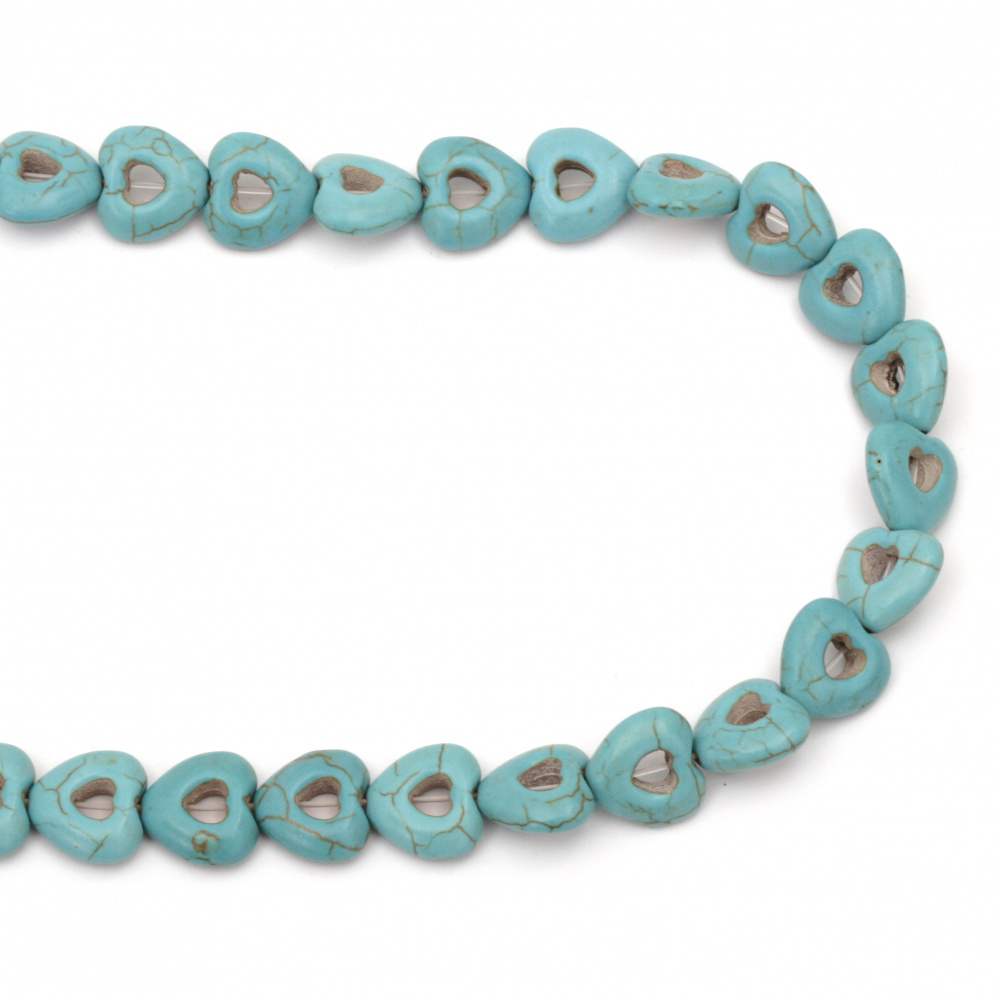 String beads semi-precious stone TURCOASE synthetic heart 15x15x5 mm ~28 pieces