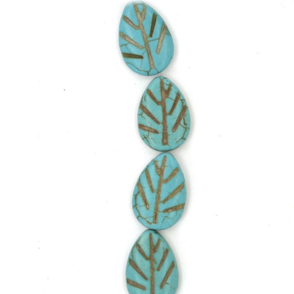 Synthetic TURQUOISE Stone Beads for DIY Jewelry Accessories / Leaf, 14x21x4 mm ~ 20 pieces