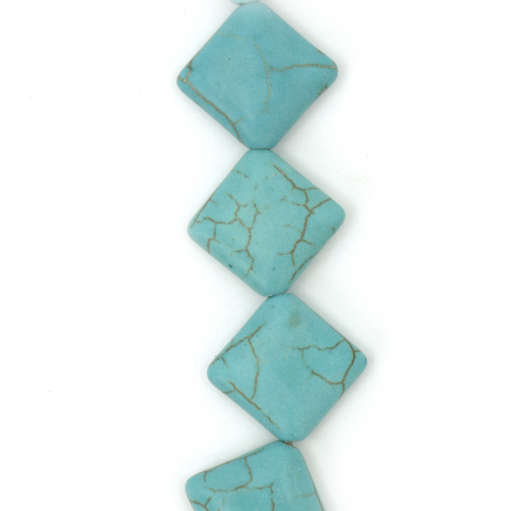 String Synthetic TURQUOISE Stone Beads / Rhombus, 16x16x6 mm ~20 pieces