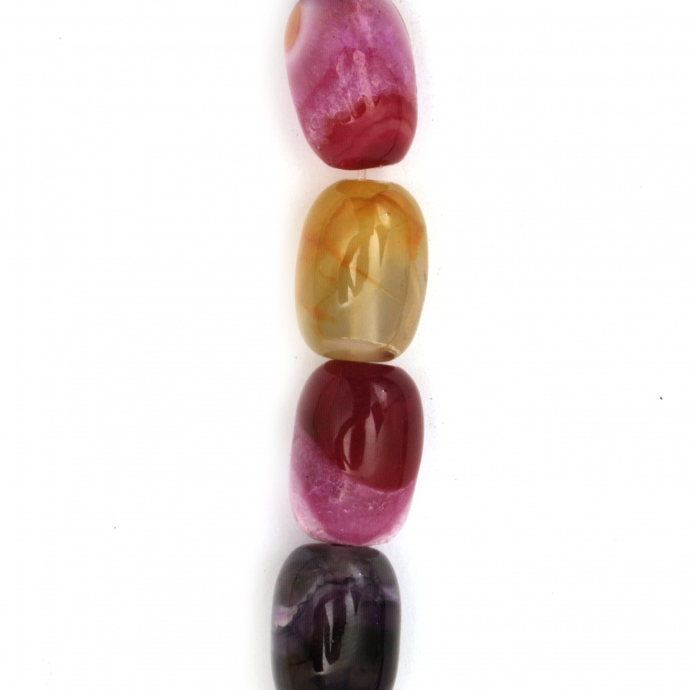 String Oval Semi-precious Stone Beads / AGATE, ASSORTED Colors, 13x18 mm ~ 22 pieces