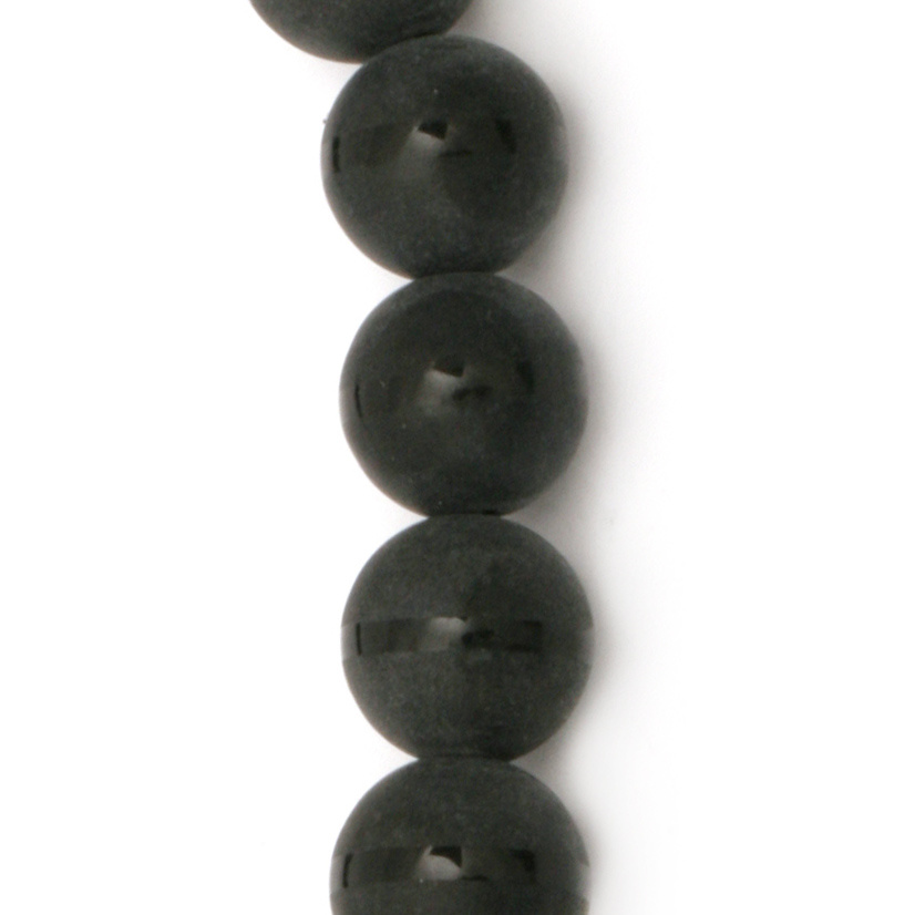 String Natural Frosted Stone Beads / ONYX, Ball: 12 mm ± 33 pieces