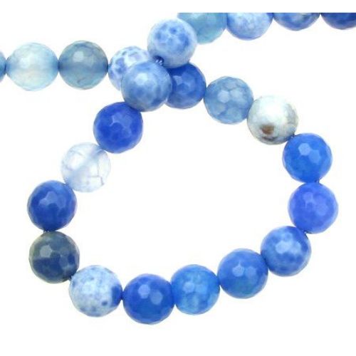 Gemstone Agate blue mix faceted ball 8 mm ~47 pieces
