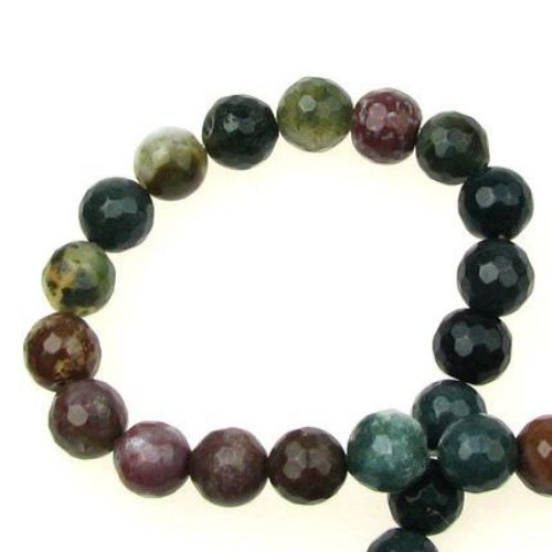 Natural Indian Agate Faceted Round Beads Strand 8mm ~ 47 pcs
