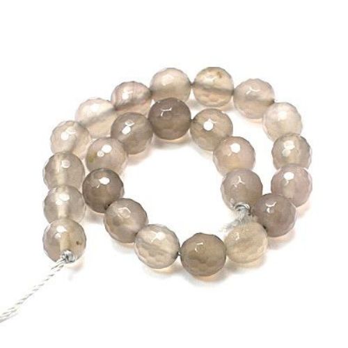 Natural Gray Agate Faceted, Round Beads Strand 8mm ~ 23 pcs