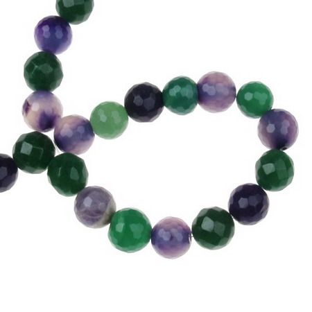 Colored Faceted Semi-precious Stone Beads / AGATE, MIX, Ball: 12 mm ± 32 pieces