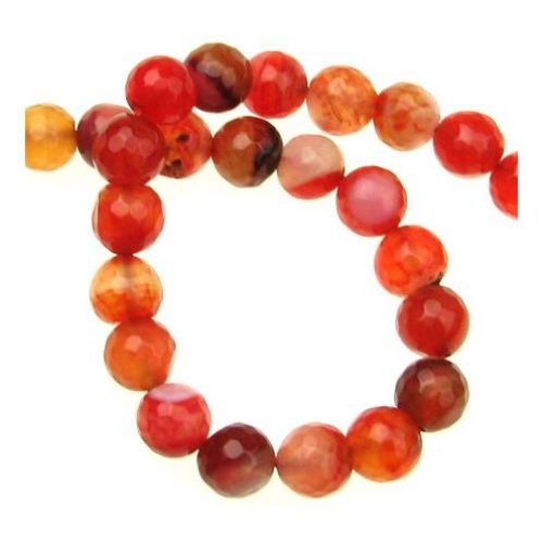 String Colored Faceted Natural Stone Beads / AGATE, MIX, Ball:  8 mm ± 48 pieces
