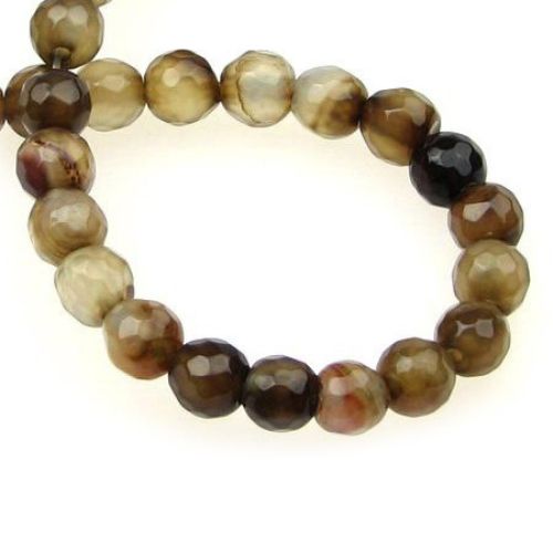 String beads brown light Agate,  faceted bead 6 mm ~ 60 pieces